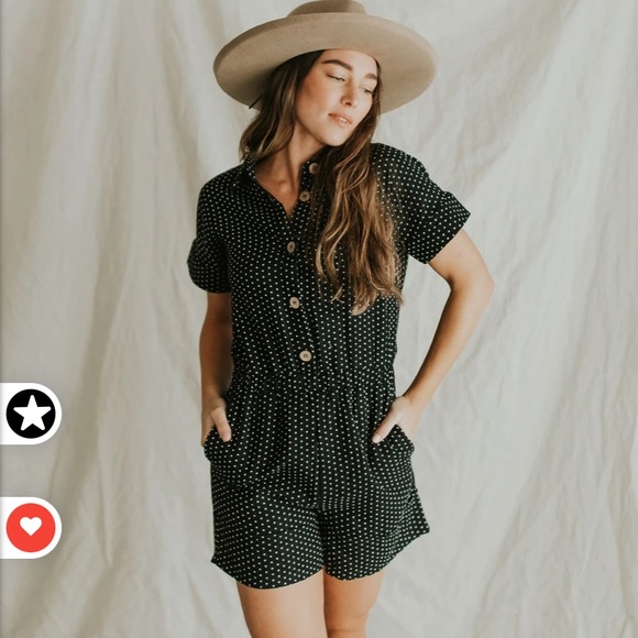 Henly Layla Dotted Jumpshort in Black size Small - Picture 5 of 13